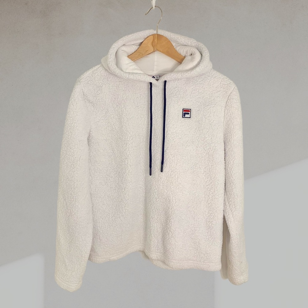 Women’s FILA White Fleece Pullover Hoodie Size: S